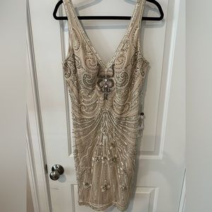 Sue Wong Nocturne Sequin Cocktail Dress in Champagne Size 12 NWT